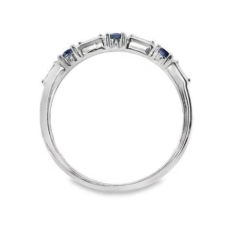 9ct White Gold Alternating Diamond And Sapphire Eternity Ring