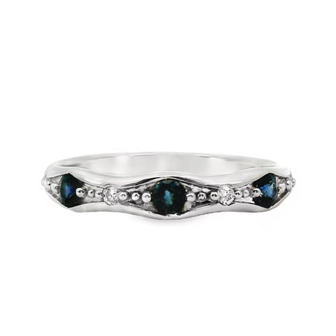 9ct White Gold Sapphire And Diamond Band