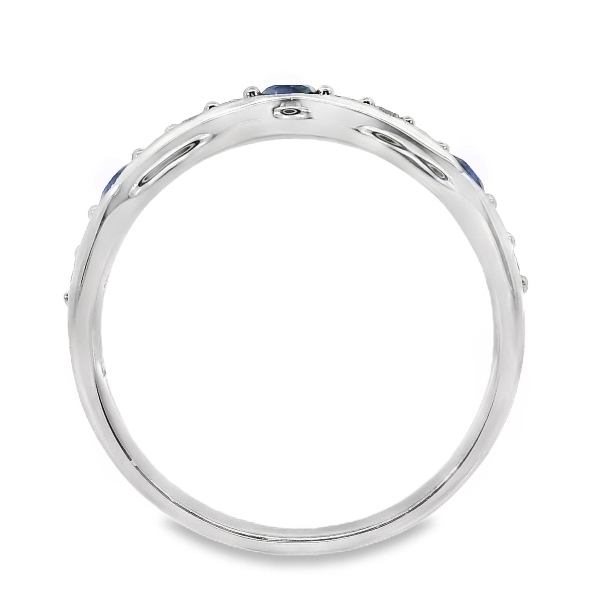 9ct White Gold Sapphire And Diamond Band