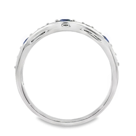 9ct White Gold Sapphire And Diamond Band