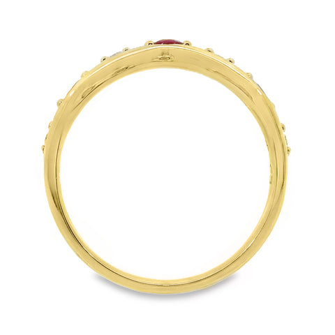 9ct Yellow Gold Ruby And Diamond Set Band