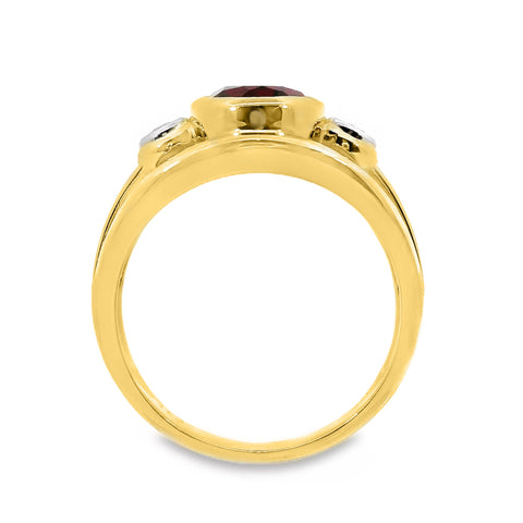 9ct Yellow Gold Bezel Set Lab Grown Ruby And Diamond Ring