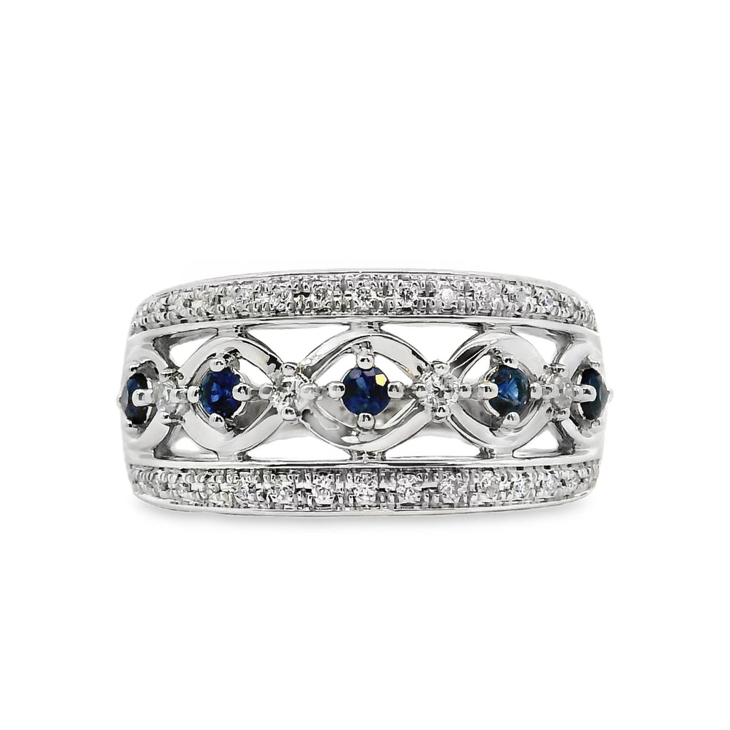 9ct White Gold Sapphire And Diamond Dress Ring
