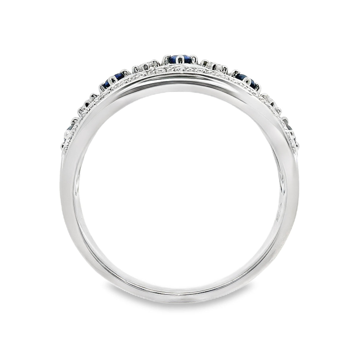 9ct White Gold Sapphire And Diamond Dress Ring