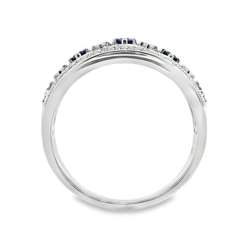 9ct White Gold Sapphire And Diamond Dress Ring