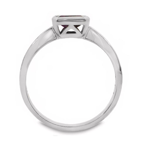 9ct White Gold Bezel Set Lab Grown Ruby Solitaire Ring
