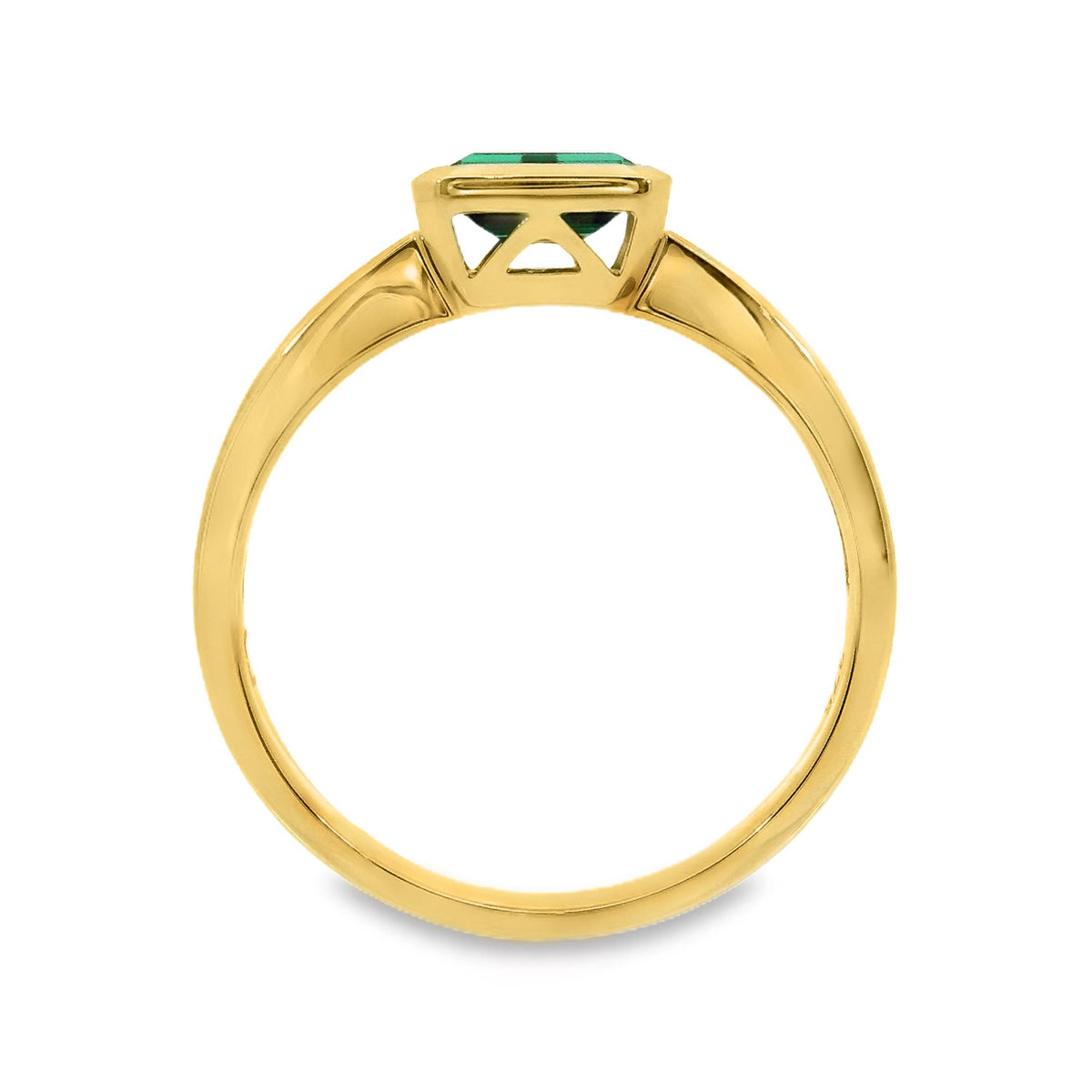 9ct Yellow Gold Bezel Set Lab Grown Emerald Solitaire Ring