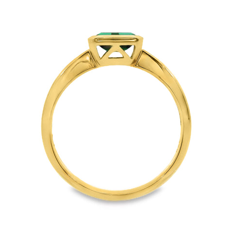 9ct Yellow Gold Bezel Set Lab Grown Emerald Solitaire Ring