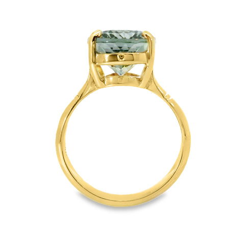 9ct Yellow Gold Green Amethyst Claw Set Cocktail Ring