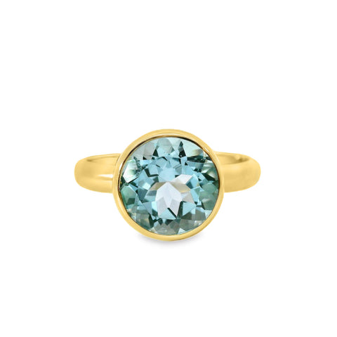 9ct Yellow Gold Blue Topaz Bezel Set Ring