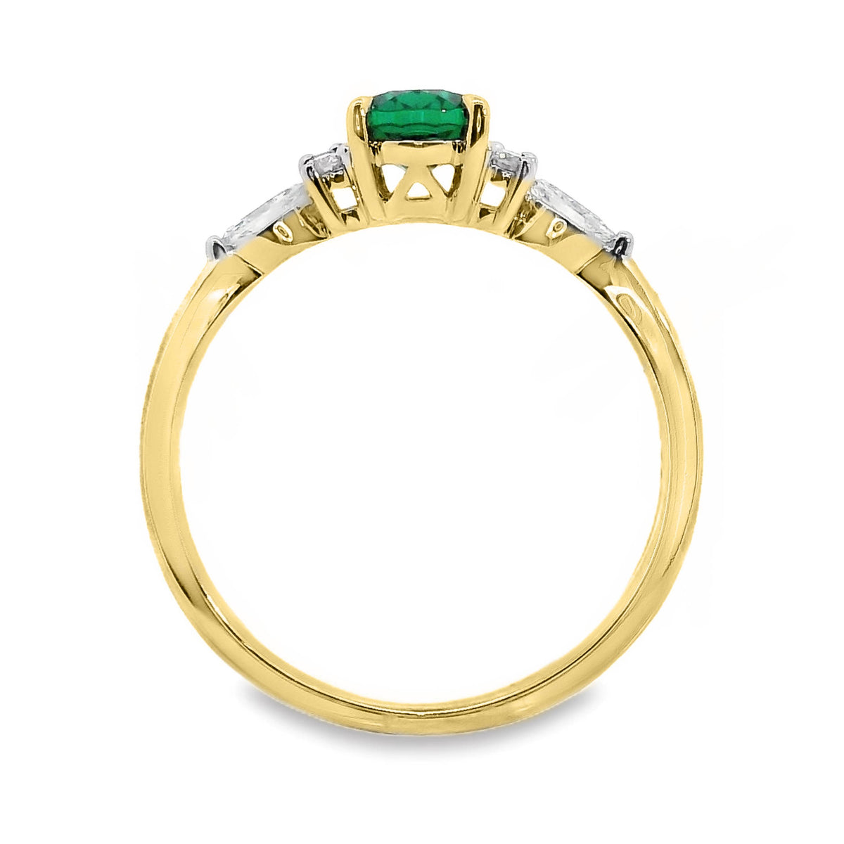 9ct Yellow Gold Lab Grown Emerald And Diamond Louise Ring