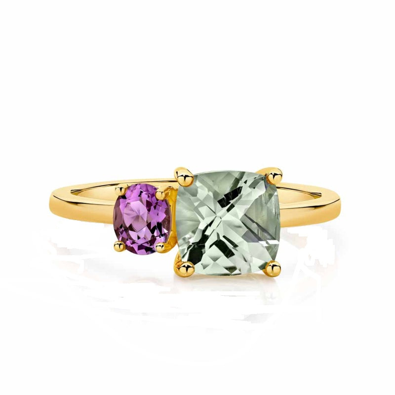 9ct Yellow Gold Purple And Green Amethyst Ring