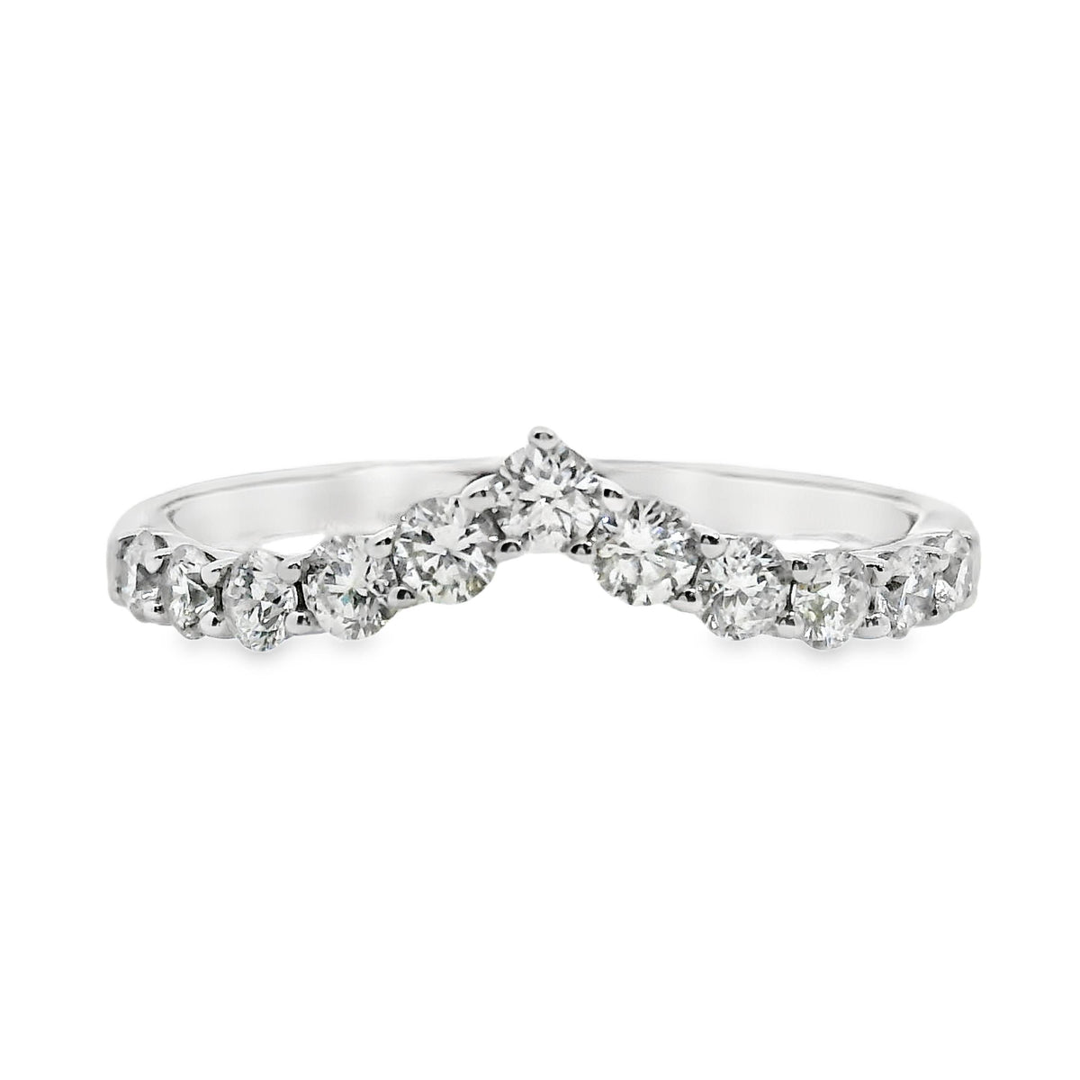 9ct White Gold V Shaped Claw Set Diamond Ring