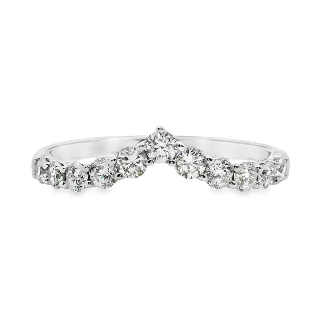 9ct White Gold V Shaped Claw Set Diamond Ring