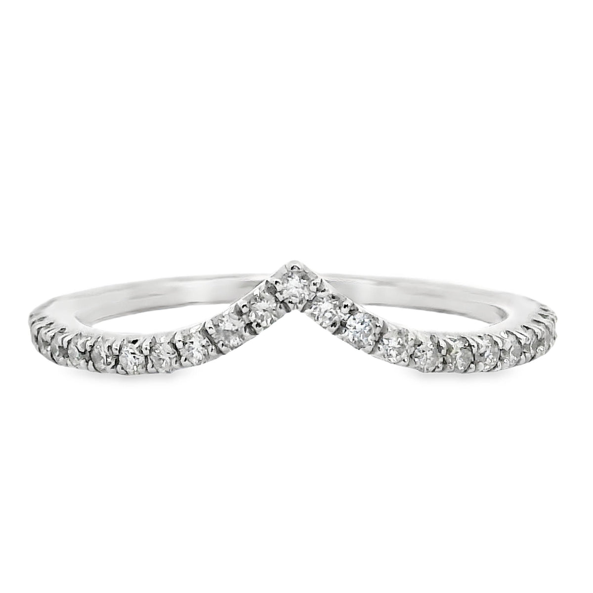 18ct White Gold V Shaped Diamond Wedding Band
