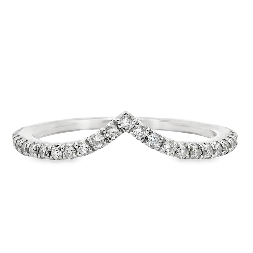 18ct White Gold V Shaped Diamond Wedding Band