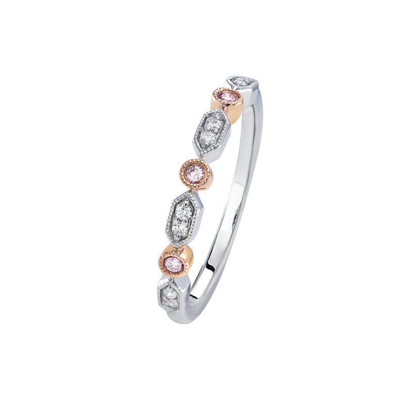 18ct White and Rose Gold Pink Kimberley Diamond Band