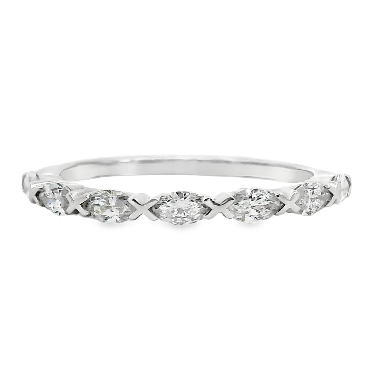 18ct White Gold Marquise Cut Diamond Dress Ring