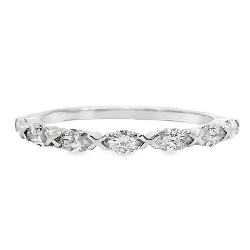 18ct White Gold Marquise Cut Diamond Dress Ring