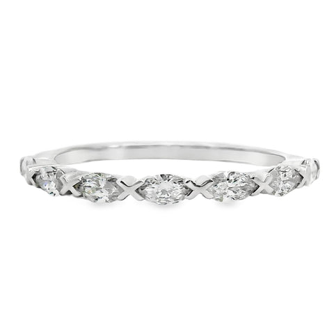 18ct White Gold Marquise Cut Diamond Dress Ring