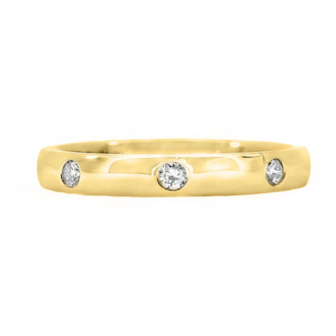 9ct Yellow Gold Hammer Set Lab Grown Diamond Ring 0.15ct TDW