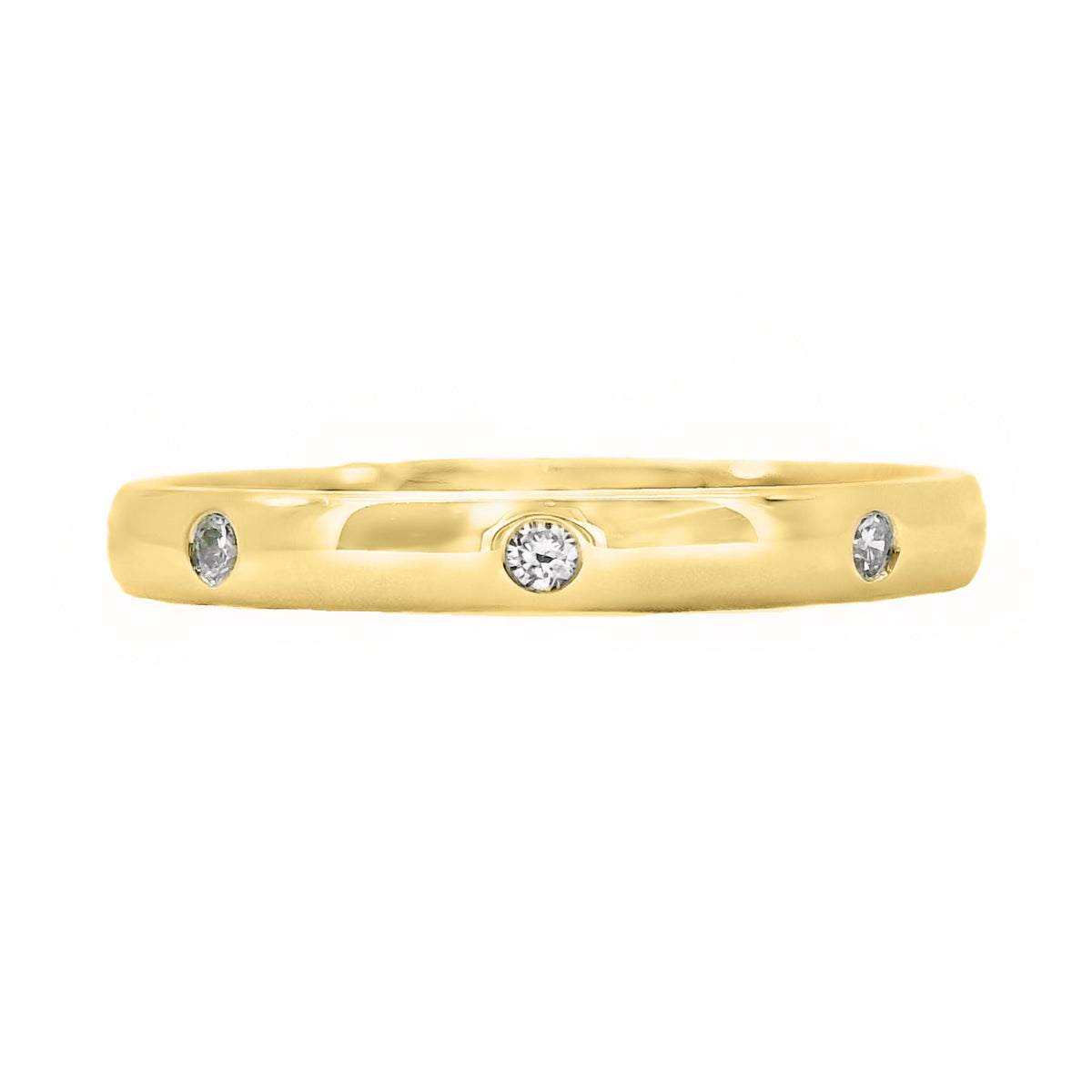 9ct Yellow Gold Hammer Set Lab Grown Diamond Ring 0.08ct TDW