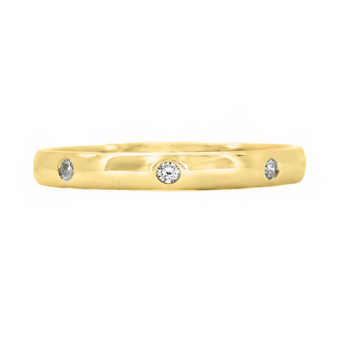9ct Yellow Gold Hammer Set Lab Grown Diamond Ring 0.08ct TDW
