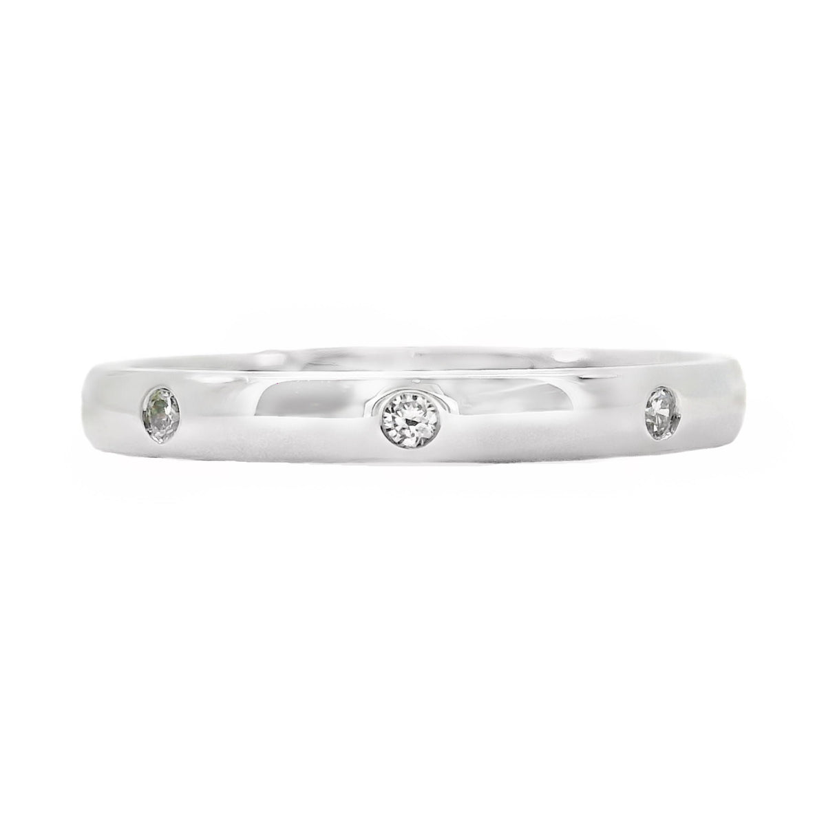 9ct White Gold Hammer Set Lab Grown Diamond Ring 0.08ct TDW