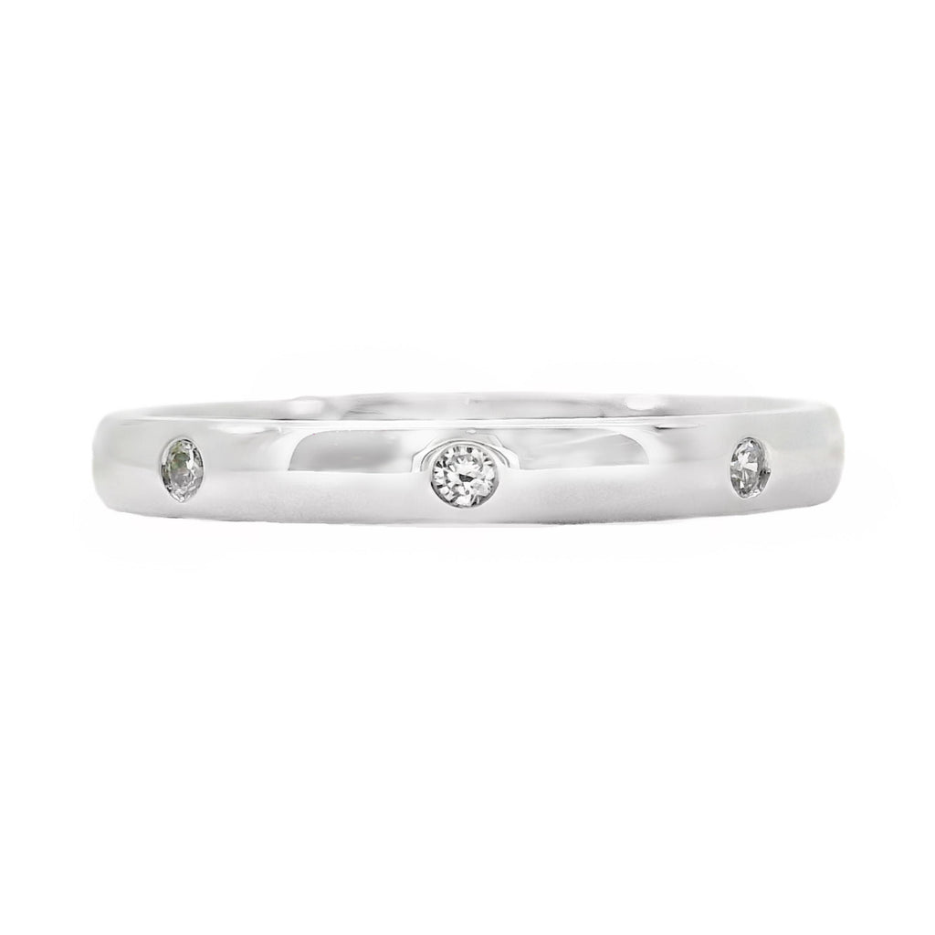 9ct White Gold Hammer Set Lab Grown Diamond Ring 0.08ct TDW