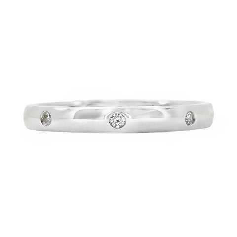 9ct White Gold Hammer Set Lab Grown Diamond Ring 0.08ct TDW