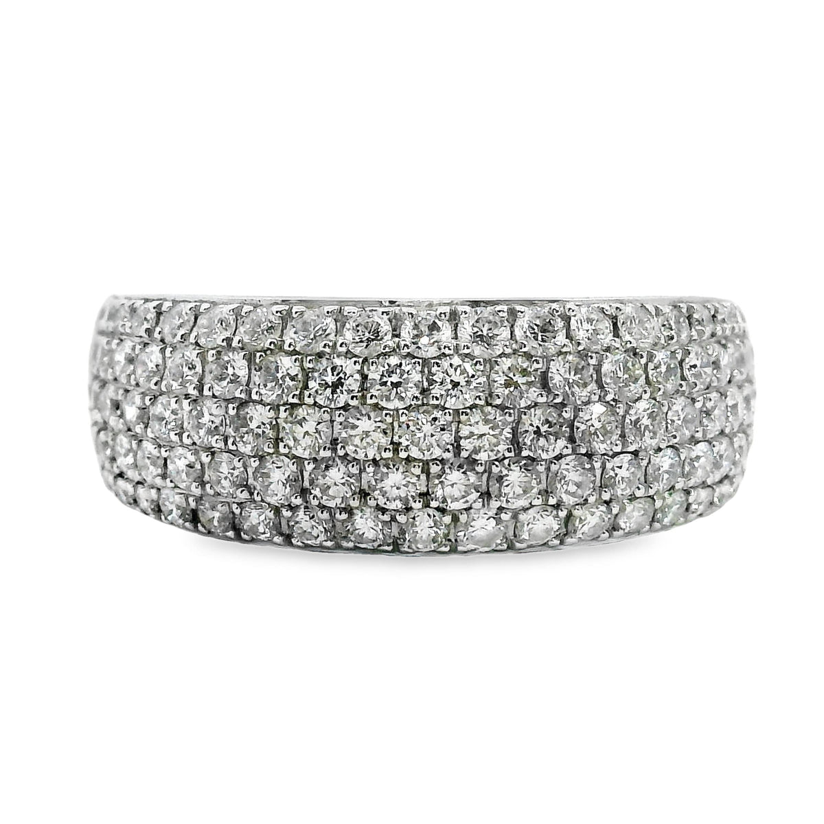 18ct White Gold 5 Row Pave Set Diamond Ring