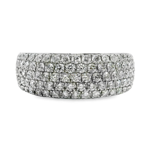 18ct White Gold 5 Row Pave Set Diamond Ring