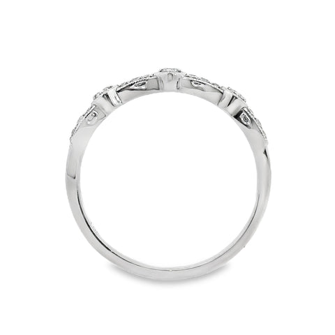 18ct White Gold Milgrained Diamond Dress Ring