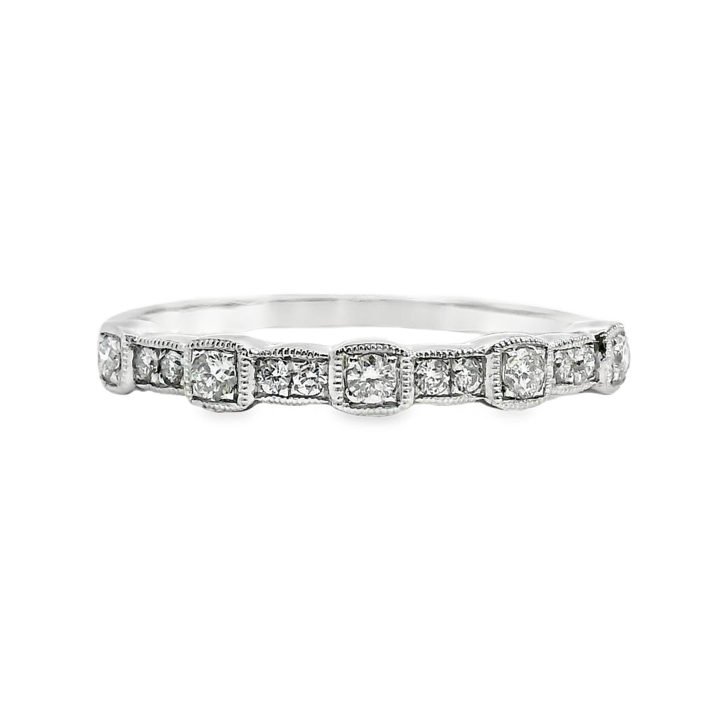 9ct White Gold Milgrained Dress Ring