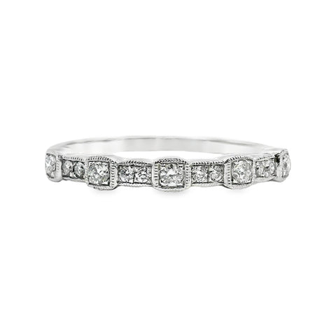 9ct White Gold Milgrained Dress Ring