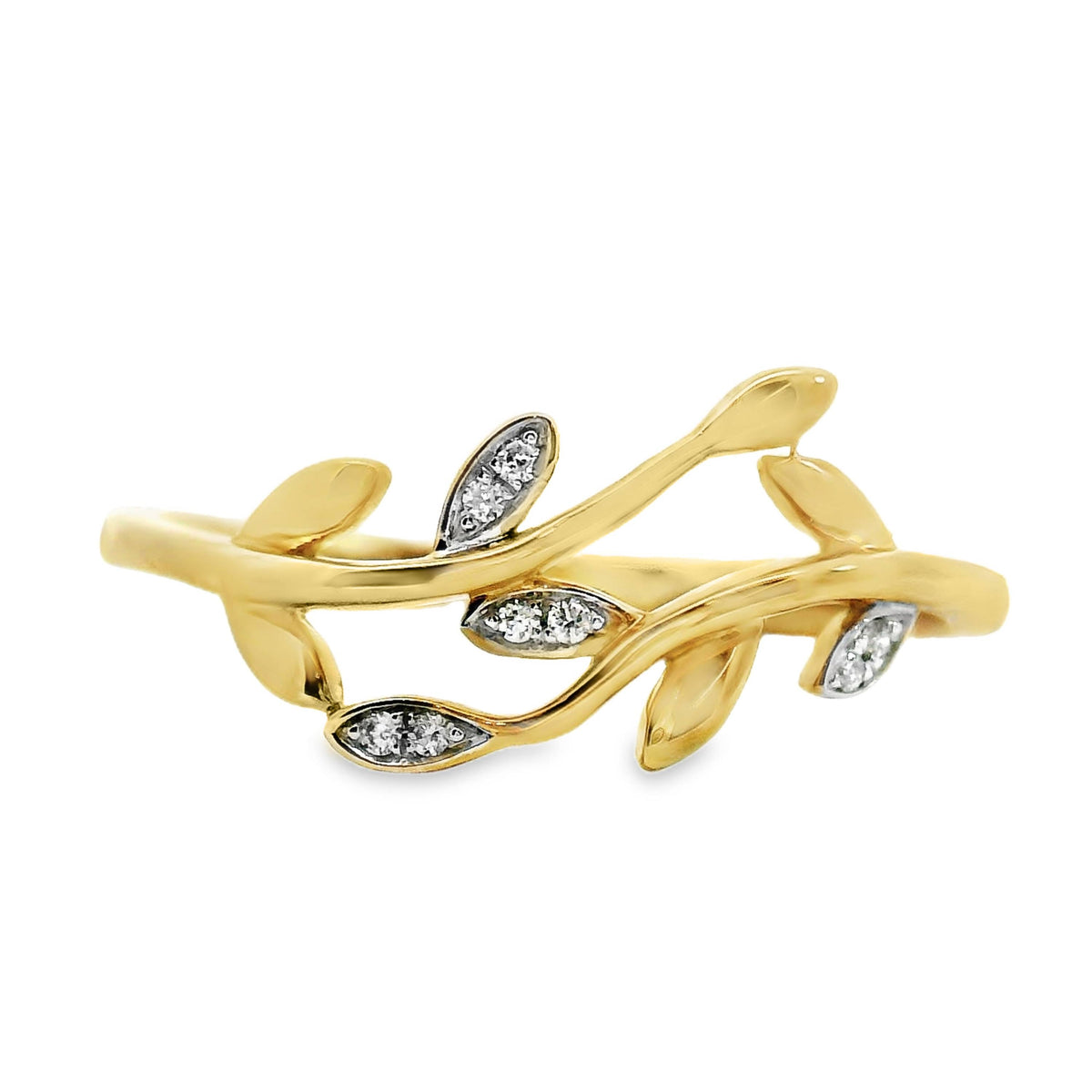9ct Yellow Gold Wrap Around Diamond Set Vine Ring
