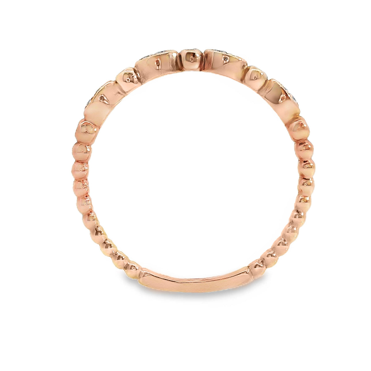 9ct Rose Gold Alternating Round And Marquise Shape Ring
