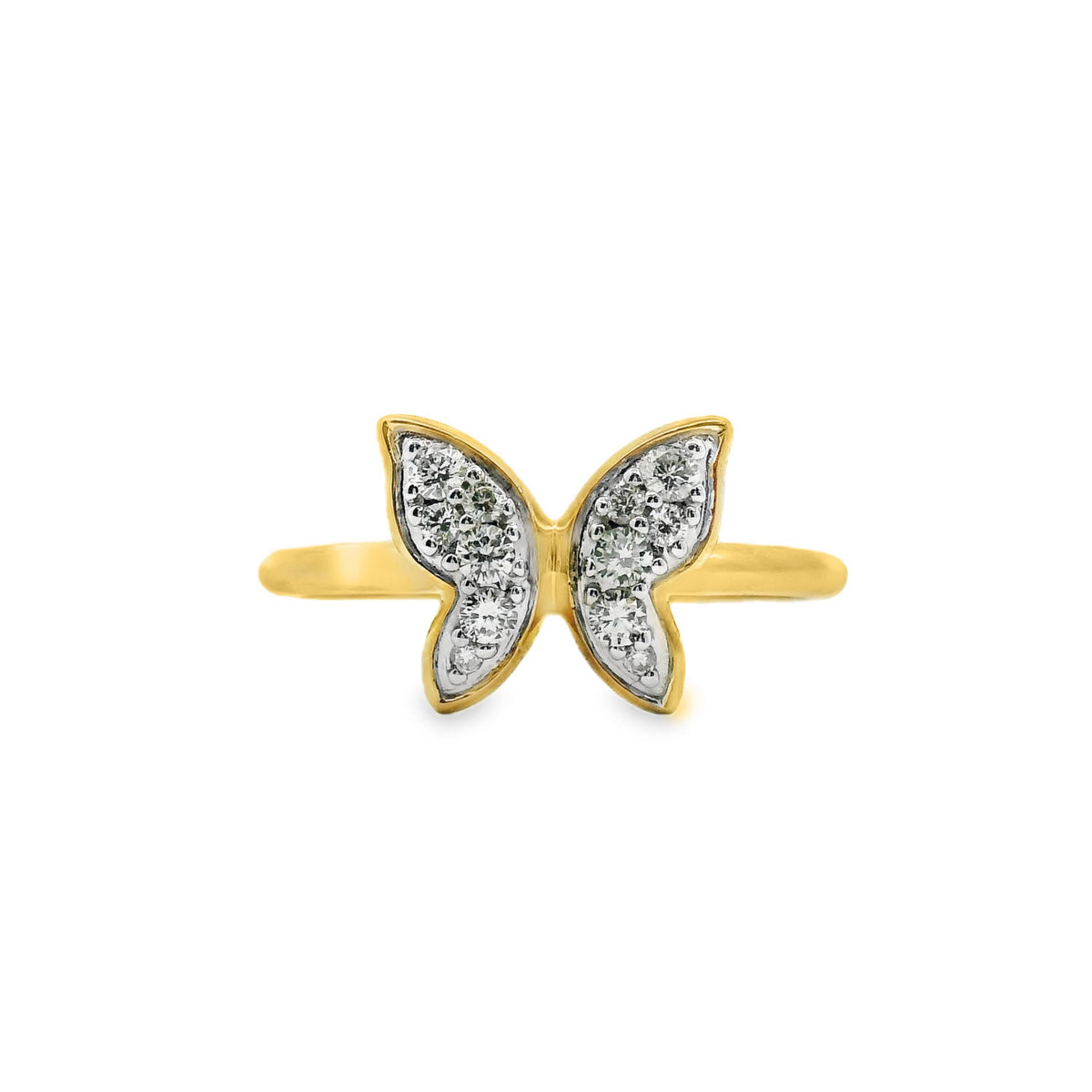 9ct Yellow Gold Diamond Set Butterfly Ring 0.20ct TDW
