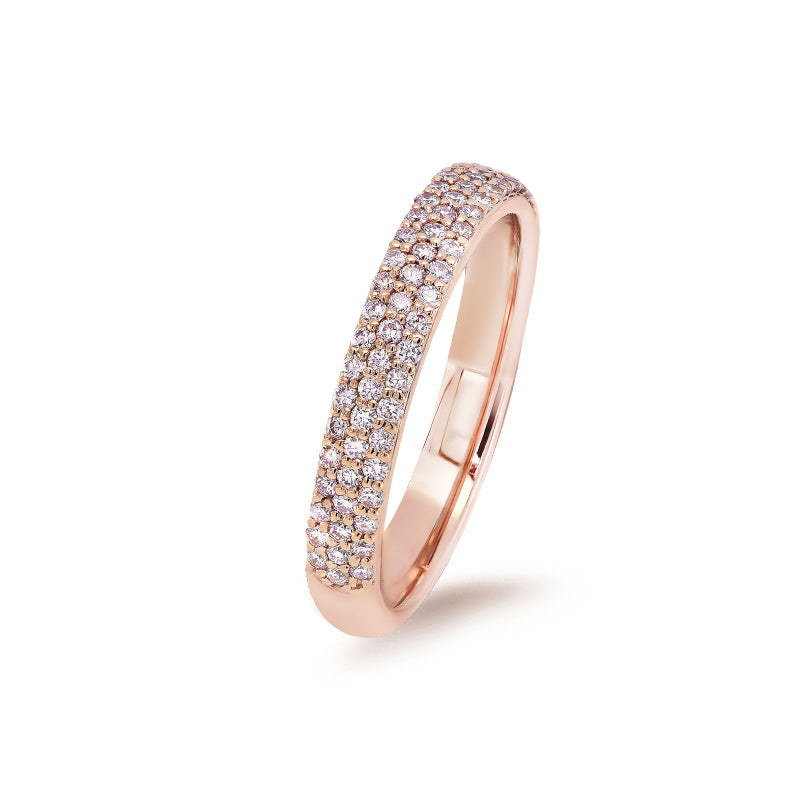 18ct Rose Gold Blush Pink Pave Set Diamond Ring