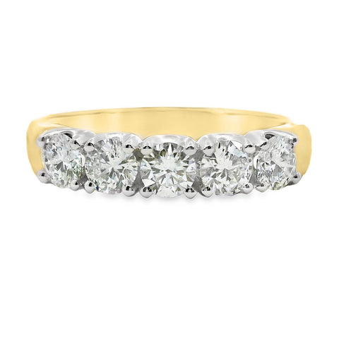 Carolyne 18ct Yellow Gold Natural Diamond Five Stone Ring TDW= 1.00ct