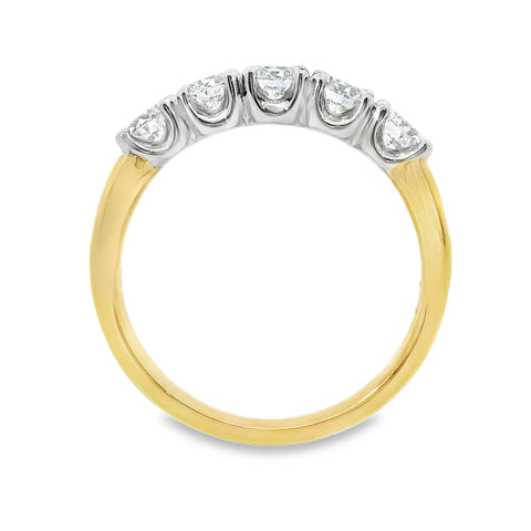 Carolyne 18ct Yellow Gold Natural Diamond Five Stone Ring TDW= 1.00ct