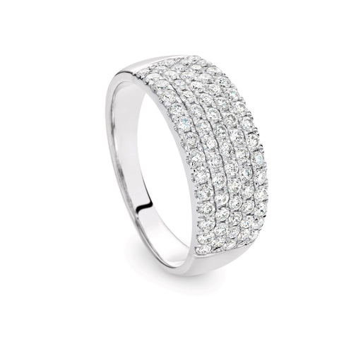 9ct White Gold Pave Set Diamond Ring 1.00ct TDW