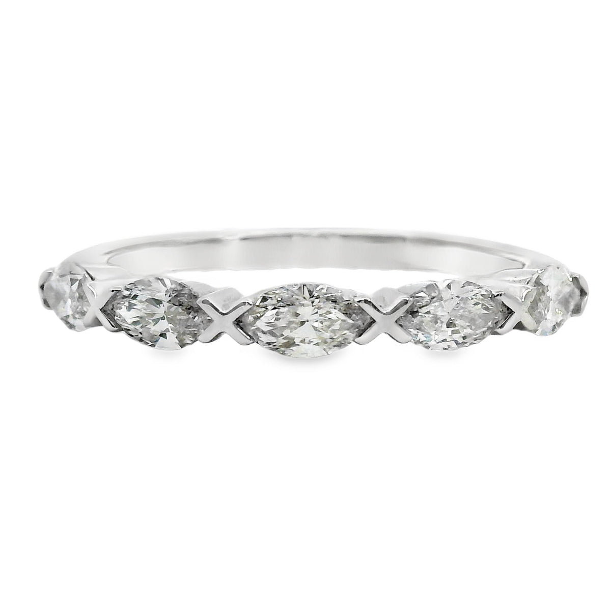 18ct White Gold Marquise Cut Diamond Ring 0.60ct TDW