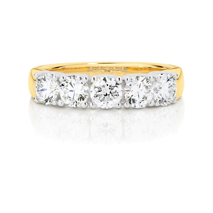 Carolyn 18ct Yellow Gold Diamond Five Stone Ring Lab Grown