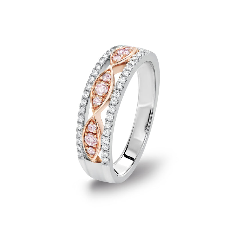 18ct White and Rose Gold Blush Pink diamond Dress Ring