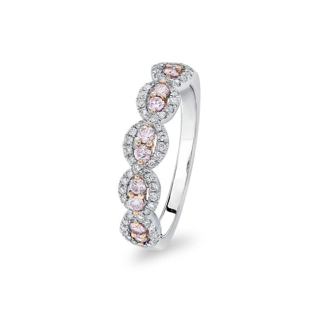 18ct White and Rose Gold Dress ring with Pink Kimberley Diamonds