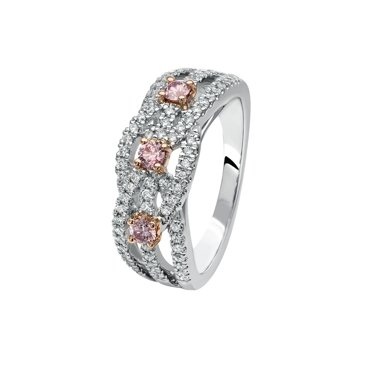 18ct White and Rose Gold Pink Kimberley Diamond Dress Ring