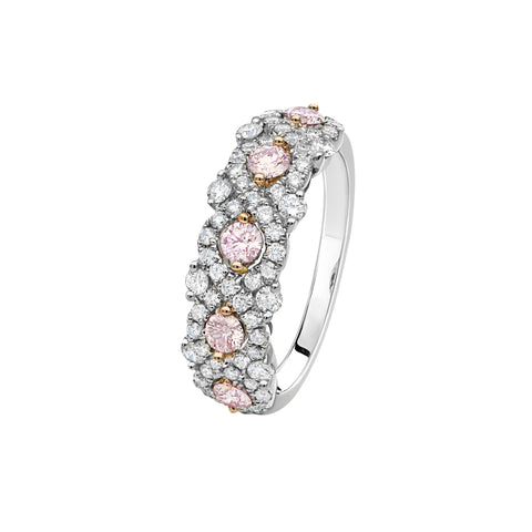 18ct White and Rose Gold Pink Kimberley Diamond Dress Ring