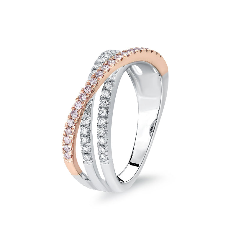 18Ct White And Rose Gold Diamond Dress Ring With Blush Pink Diamonds