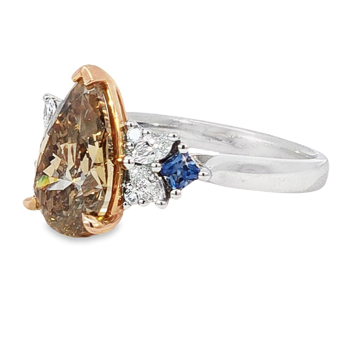 18ct White And Rose Gold Bespoke Diamond And Sapphire Ring